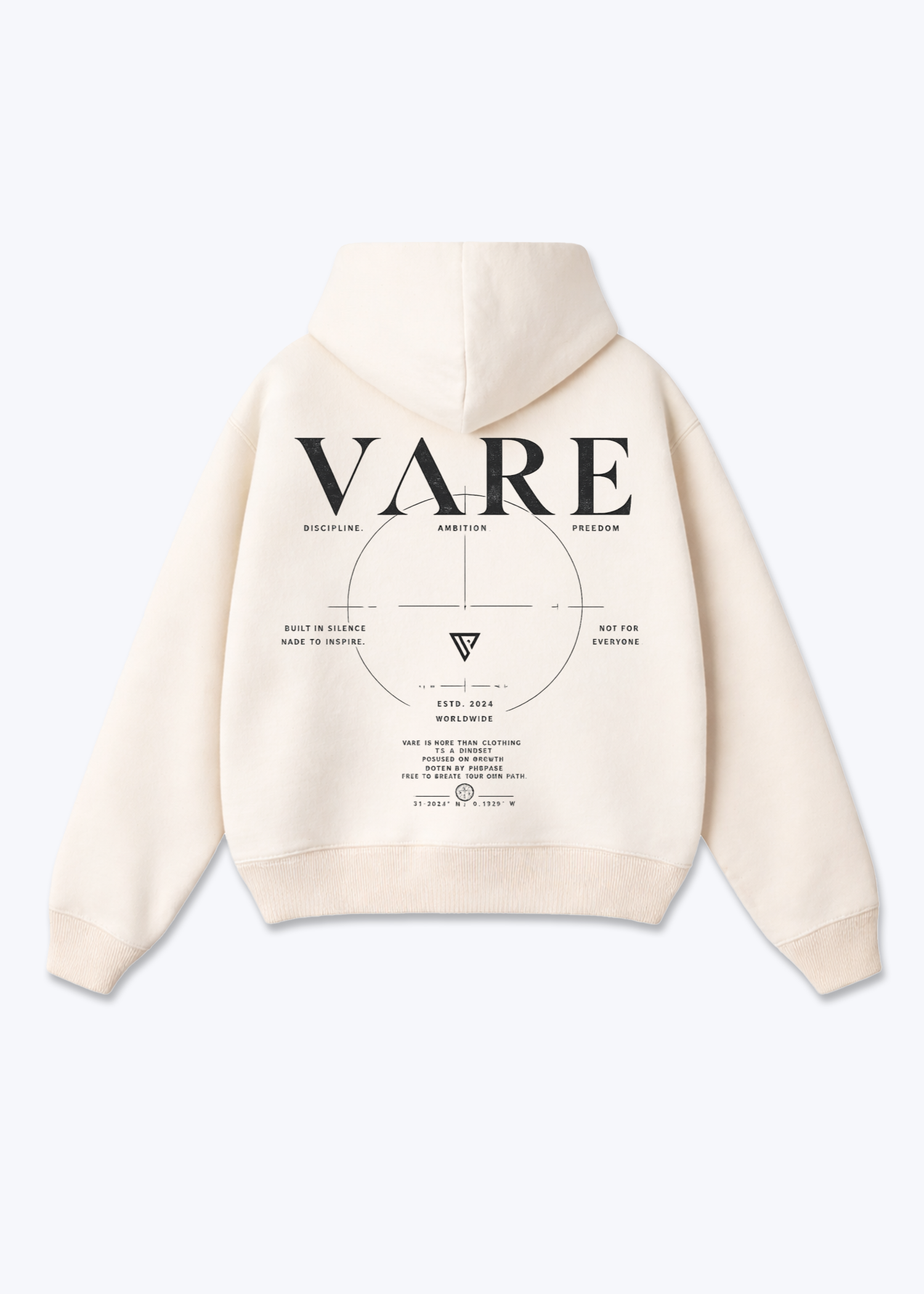 Zip Hoodie - Beige Back (Designed)