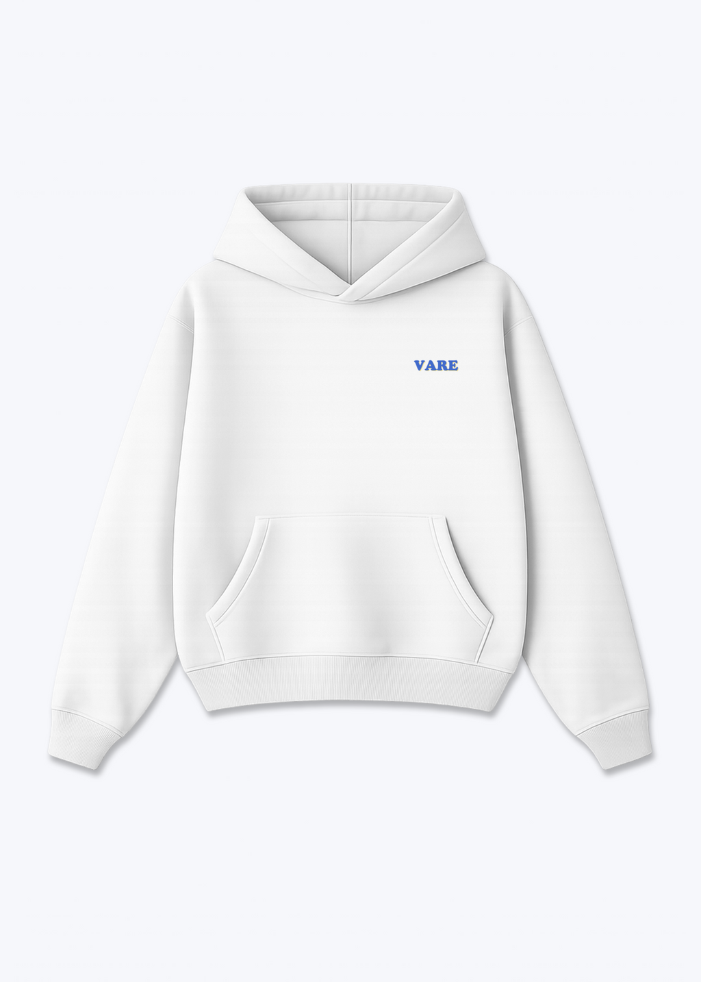 VARE Oversized Hoodie V2 - Signature Backprint - White Front (Designed)