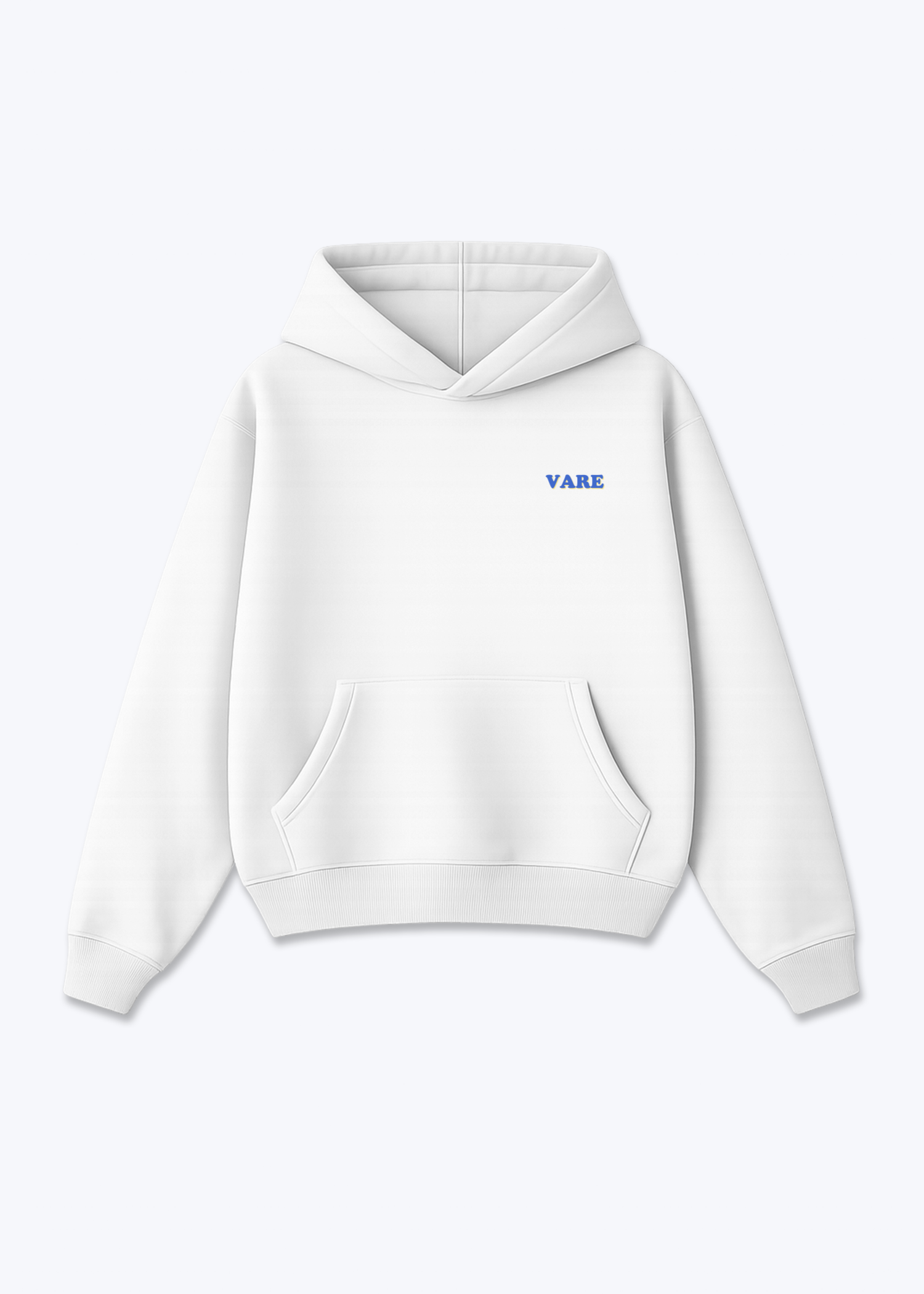 VARE Oversized Hoodie V2 - Signature Backprint - White Front (Designed)