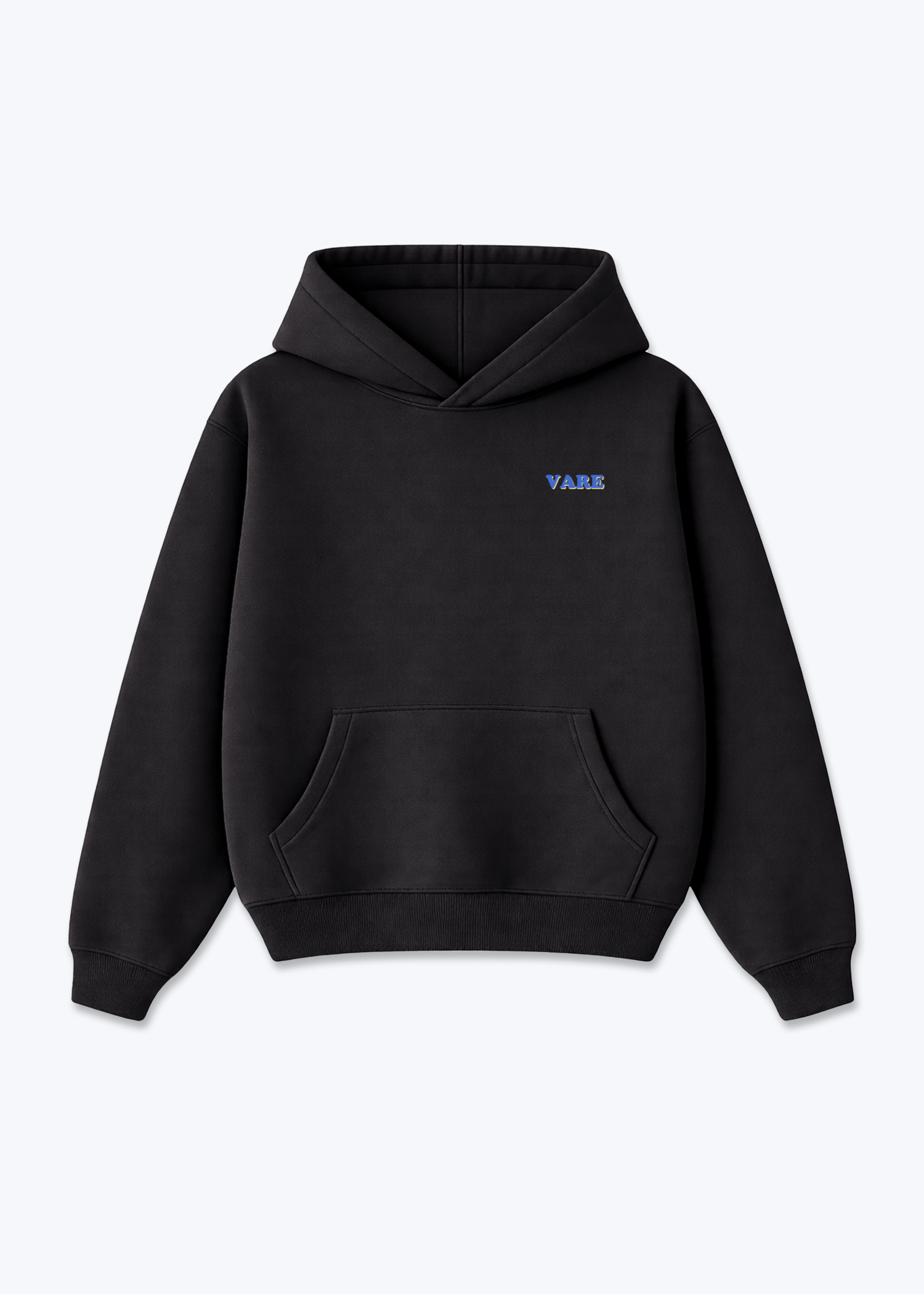 VARE Oversized Hoodie V2 - Signature Backprint - Black Front (Designed)