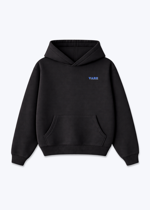 VARE Oversized Hoodie V2 - Signature Backprint - Black Front (Designed)