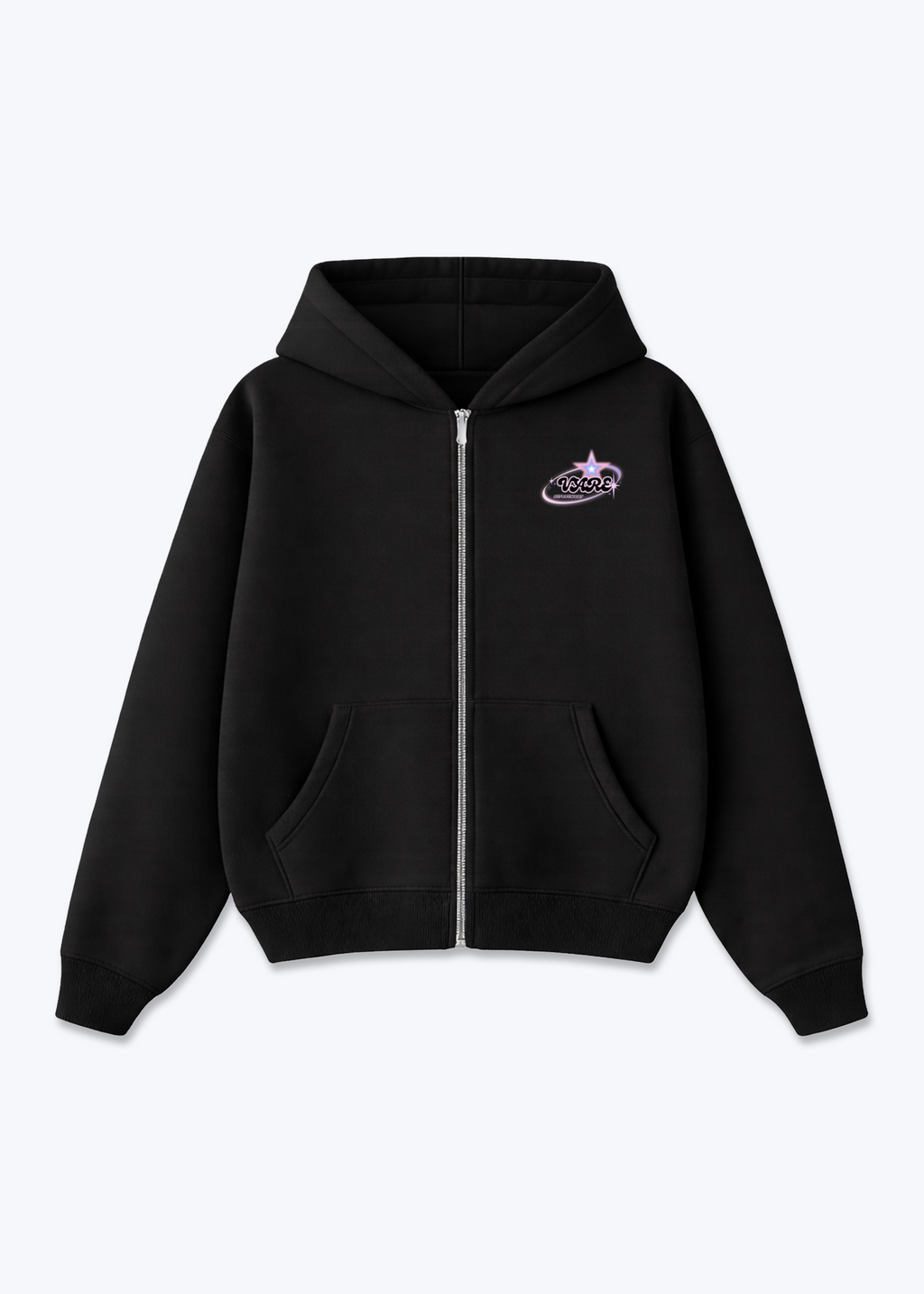 Zip Hoodie - Black Front (Designed)