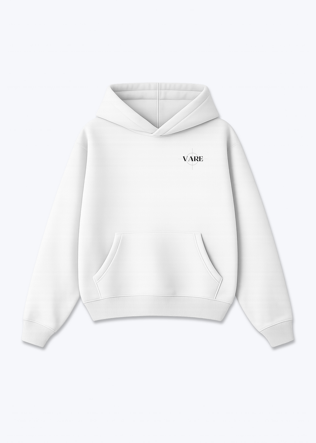 VARE Oversized Hoodie - Signature Backprint - White Front (Designed)