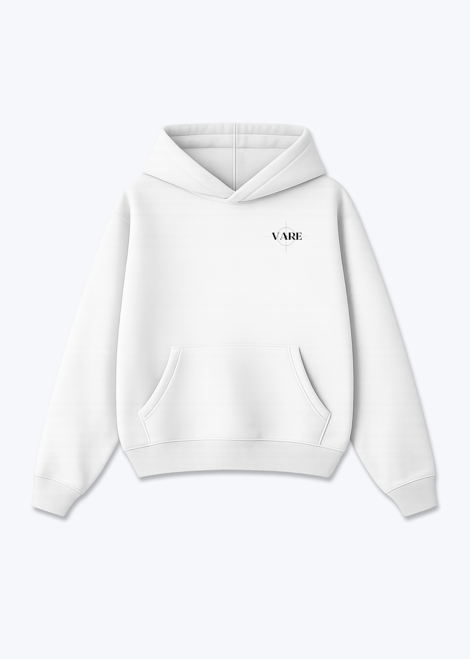 VARE Oversized Hoodie - Signature Backprint - White Front (Designed)