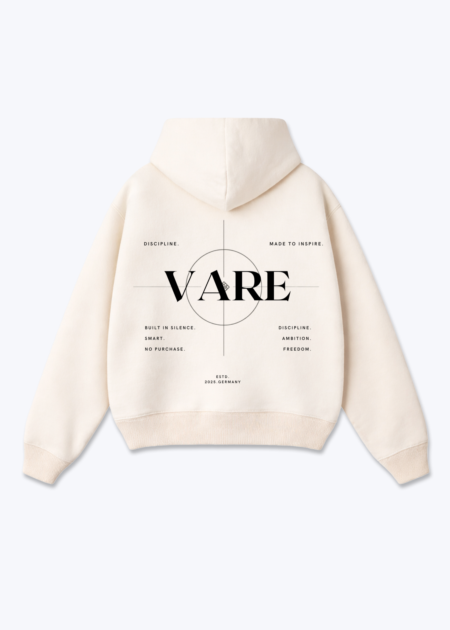 VARE Oversized Hoodie - Signature Backprint - Beige Back (Designed)