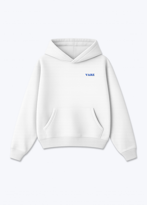 VARE Oversized Hoodie V2 - Signature Backprint - White Front (Designed)