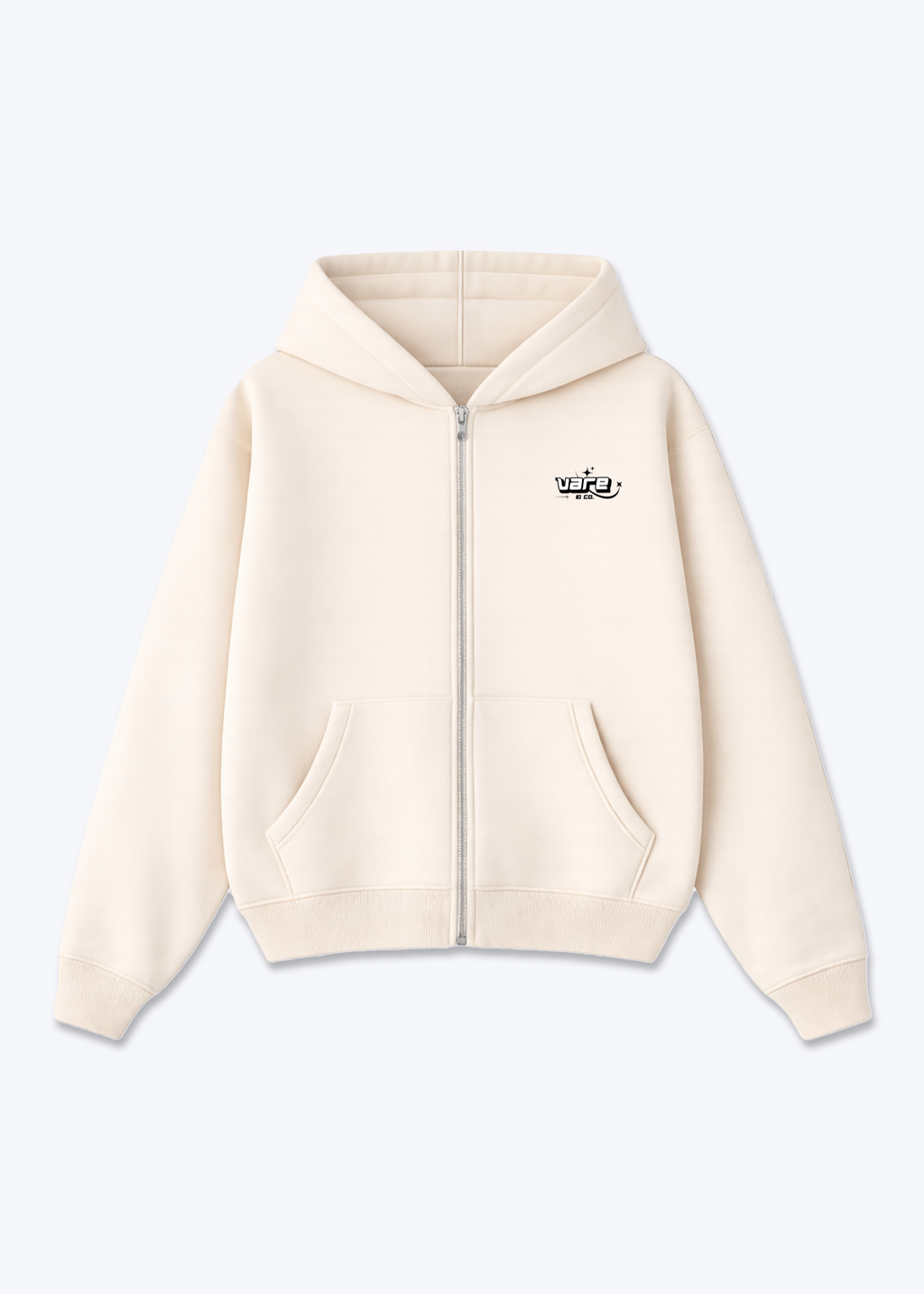 VARE Balance Graphic Zip Hoodie - Beige Front (Designed)