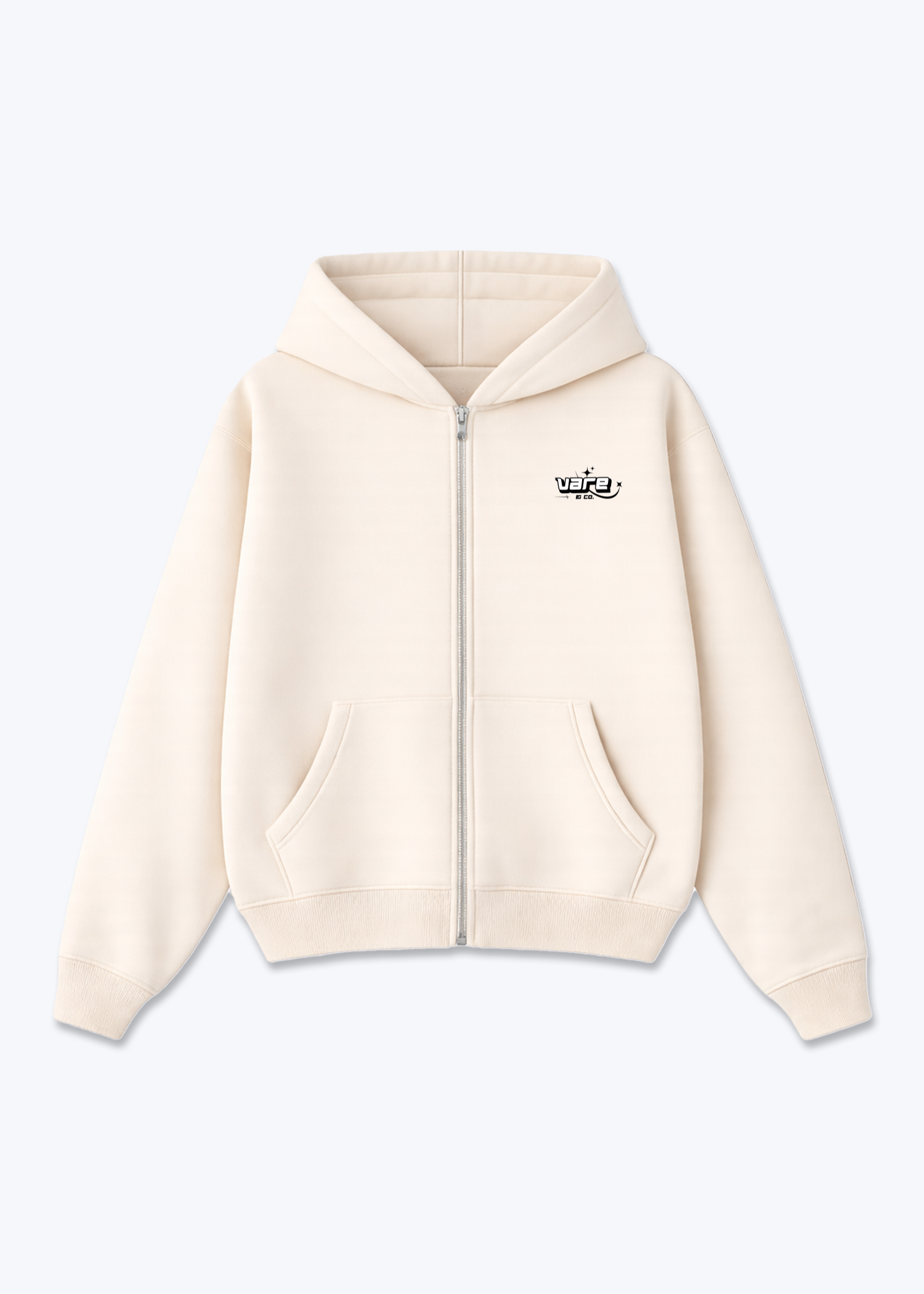VARE Balance Graphic Zip Hoodie - Beige Front (Designed)