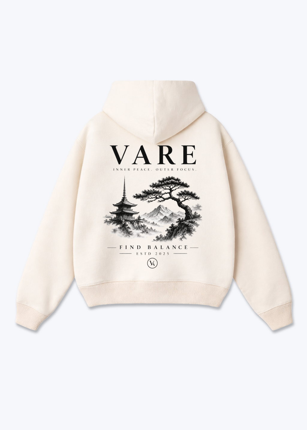 VARE Balance Graphic Zip Hoodie - Beige Back (Designed)