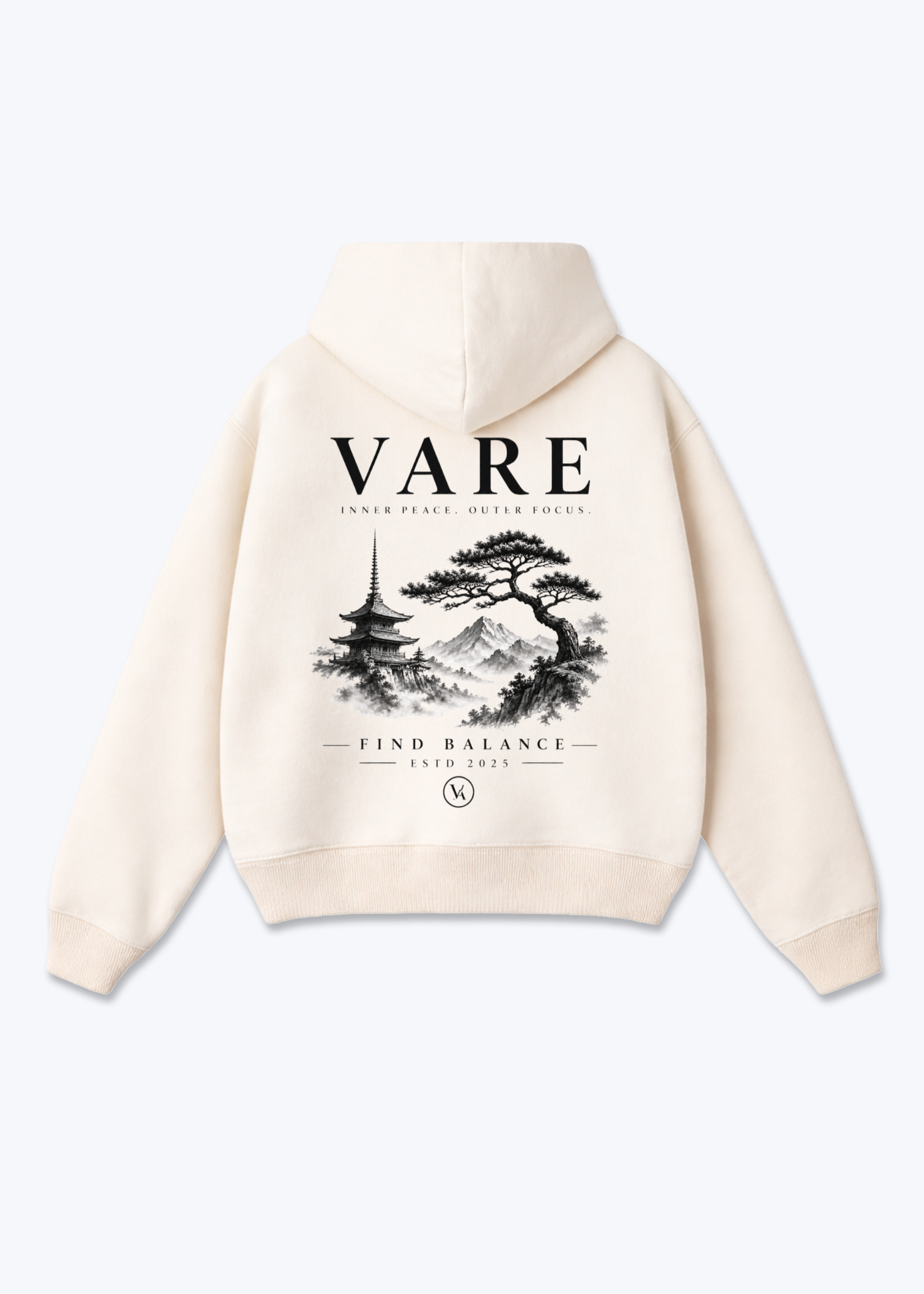 VARE Balance Graphic Zip Hoodie - Beige Back (Designed)
