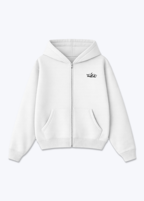 VARE Balance Graphic Zip Hoodie - White Front (Designed)